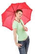 woman and red umbrella