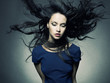 Beautiful lady with magnificent dark hair