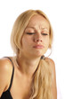 Unhappy girl pouting, isolated