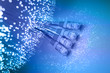 Fiber optics background with lots of light spots