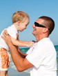 Father and son at the beach