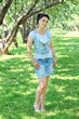 abstract portrait of beautiful young woman relaxing in summer pa