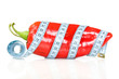 healthy life concept. big pepper with a measure tape.