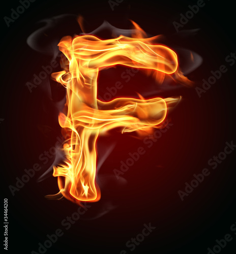 Illustration: Fire letter "F" Fire letter "F"