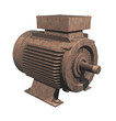 A rusty electric motor on white background not working