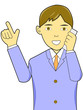 携帯電話で話す男性　イラスト　