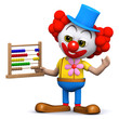 3d Clown holds an abacus