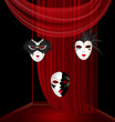 black-red box and three black-white carnival mask black-red box and three black-white carnival mask