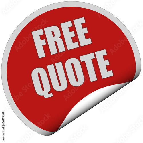 Illustration: Sticker rot rund curl unten FREE QUOTE Sticker rot rund curl unten FREE QUOTE