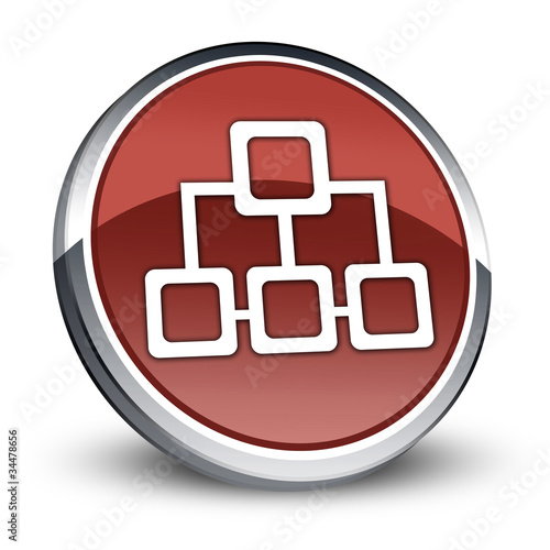 Illustration: Red 3D Style Icon "Network" Red 3D Style Icon "Network"