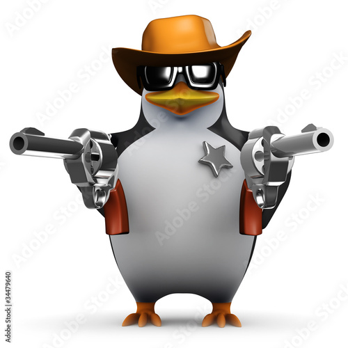 Illustration: 3d Penguin wants to know if you feel lucky punk 3d Penguin wants to know if you feel lucky punk