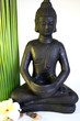 Buddhastatue mit Tempelblume
