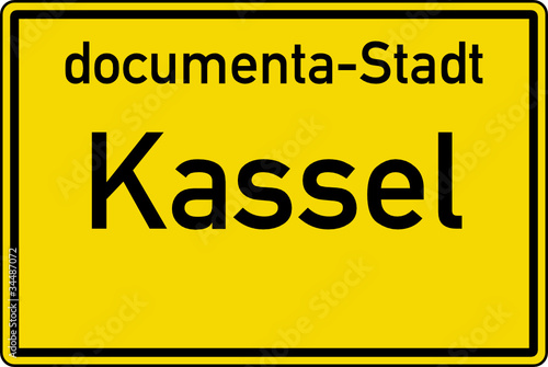 Vektor: Kassel Ortstafel Ortseingang Schild Verkehrszeichen Kassel Ortstafel Ortseingang Schild Verkehrszeichen