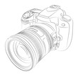DSLR with lens vector drawing