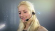 Video: call centre employee on headset talking call centre employee on headset talking