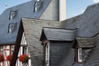 Slate roofs and timber frame facades
