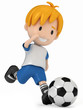 3D Render of Kid kicking Soccer Ball