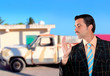 car used salesperson selling old car as brand new