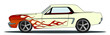 Legendary sports car with classical flames
