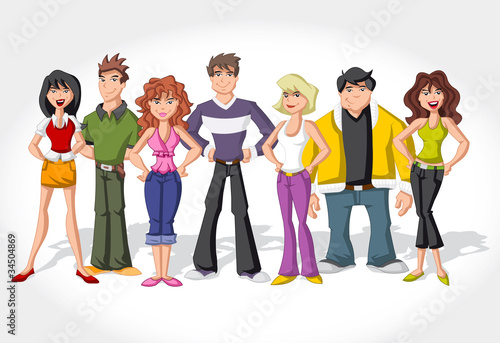 Vector: Group cartoon teenage people Group cartoon teenage people