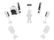 Modern acoustic systems isolated on the white