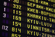 Railway station timetable in Kyiv, Ukraine