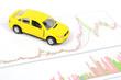 Toy car and financial graph Toy car and financial graph