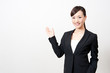 a portrait of asian businesswoman showing