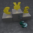 Dollar, Euro and Yen on Podium