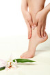 woman feet standing on towel woman feet standing on towel