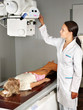 Child with doctor radiologist. Child with doctor radiologist.