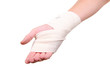 injured hand with bandage