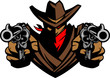 Cowboy Mascot Aiming Guns