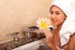 canvas print picture Beautiful japanese woman in bath