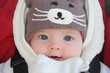 Cute baby girl wearing fun winter hat
