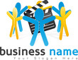 logo groupe de personne et clap vidéo