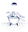 young beauty women relax on the bathroom with glass of wine