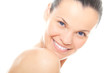 closeup face young woman with healthy clean skin and beautiful s