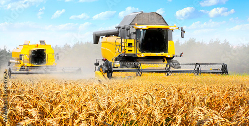 Photo: Combine harvesting wheat Combine harvesting wheat