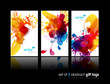 Set of abstract colorful splash gift cards with reflection. Set of abstract colorful splash gift cards with reflection.