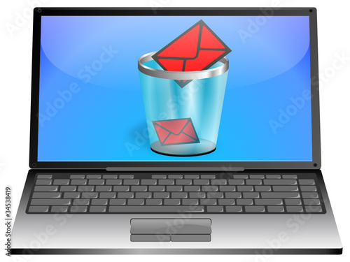Vector: Laptop mit Papierkorb Laptop mit Papierkorb