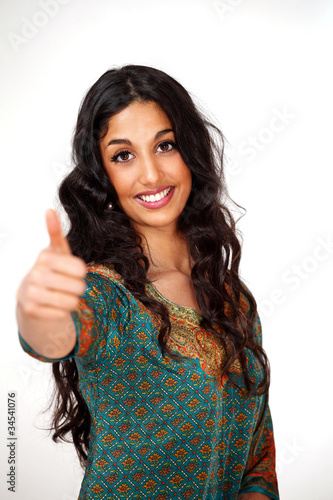 Photo: Happy girl thumbs up Happy girl thumbs up