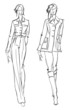 SKETCH. fashion girl. Hand-drawn fashion model. Vector illustrat