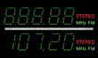 FM Radio Display Macro Green, VFD Dot Matrix Closeup