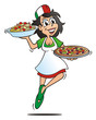 Pizza Girl Serving