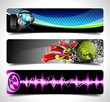Vector banner set on a Music and Party theme. Vector banner set on a Music and Party theme.