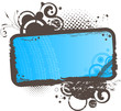 Grunge floral blue frame
