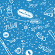 Seamless pattern: Alpine skis and accessories (color) Seamless pattern: Alpine skis and accessories (color)