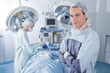 Confident surgeon in operating room