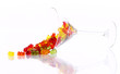 Colorful gummy bear candies in the glass